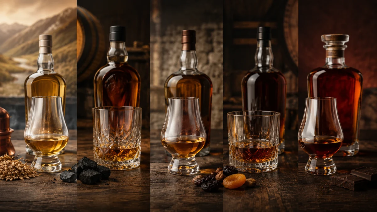 Srovnání základních stylů whisky — Scotch single malt, blended, bourbon, irská, japonská