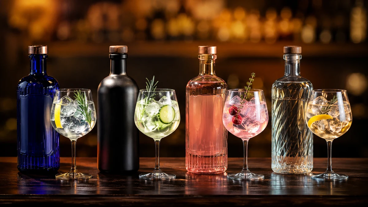 Čtyři styly ginu — London Dry, New Western, Pink, Navy Strength