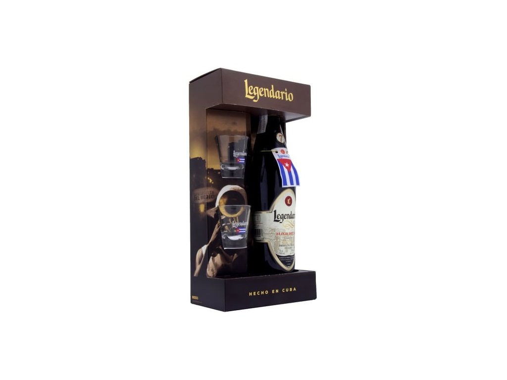 Legendario Elixír de Cuba se skleničkami 34 % 0,7 l (dárkově baleno)
